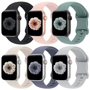 acrbiutu 6 pack bands compatible with apple watch 38mm 40mm 41mm 42mm 44mm 45mm 49mm, soft replacement silicone accessories sport strap wristbands for iwatch series utral 8/7/6/5/4/3/2/1 se women men