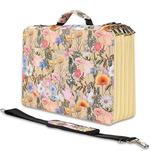 Shulaner 500 Slots Colored Pencil Case Organizer with Zipper Large Capacity Flower Pen Holder Bag for Painter or Artist (Yellow, Small Slots)