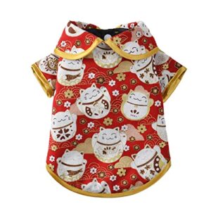 pet tang suit luck cat printing chinese style warm dog new year clothes cat costume pet clothes dog cheongsam