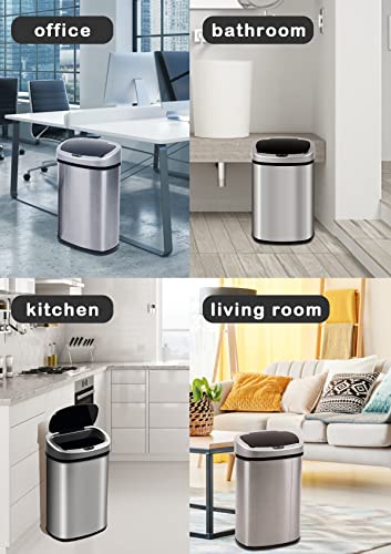 13 Gallon Trash Can Kitchen Trash Can, Motion Sensor Trash Can 13 Gallon Tall Kitchen Waste Bins Trash Bins, Kitchen Garbage Can 13 Gallon Automatic Trash Can with Lid Stainless Steel Trash Cans