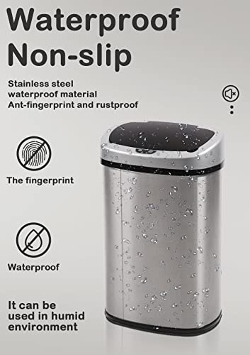 13 Gallon Trash Can Kitchen Trash Can, Motion Sensor Trash Can 13 Gallon Tall Kitchen Waste Bins Trash Bins, Kitchen Garbage Can 13 Gallon Automatic Trash Can with Lid Stainless Steel Trash Cans