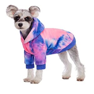 hdkuw dog hoodie sweaters, dog winter clothes, pet hooded sweatershirt pullover, dog outfit coat apparel for small medium large dogs pink blue xl