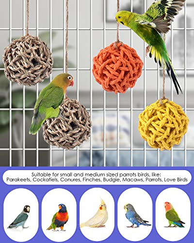 Bissap 6PCS Small Parrot Chew Toys, Sola Balls Parrot Chewing Foraging Toys Colorful Bird Foot Balls for Cockatiels Conures Cockatoos Parakeets Love Birds Small Parrot Cage Bite Toys