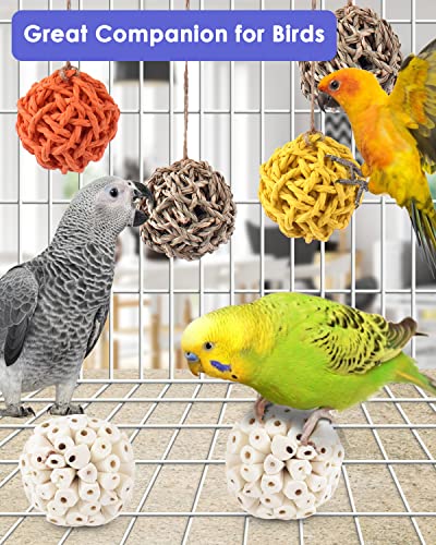 Bissap 6PCS Small Parrot Chew Toys, Sola Balls Parrot Chewing Foraging Toys Colorful Bird Foot Balls for Cockatiels Conures Cockatoos Parakeets Love Birds Small Parrot Cage Bite Toys