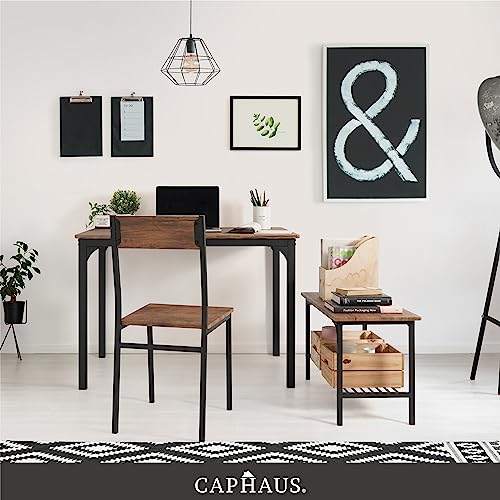 CAPHAUS 4 Pieces Dining Table Set for 4 w/Bench and Chairs, Modern Table Set for Dining Room, Home, Kitchen w/Storage Rack, Rectangle Table, Bench & Two Chairs, Space-Saving Dining Set, Grey Oak