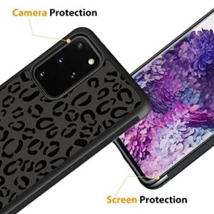 SAKUULO Samsung Galaxy S20 Plus Case, [Screen Protector + Kickstand] Black Leopard Cheetah Design, Anti-Slip Shockproof Lightweight Flexible TPU Bumper Protective Case for Galaxy S20 Plus 6.7 Inch