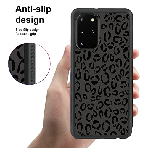 SAKUULO Samsung Galaxy S20 Plus Case, [Screen Protector + Kickstand] Black Leopard Cheetah Design, Anti-Slip Shockproof Lightweight Flexible TPU Bumper Protective Case for Galaxy S20 Plus 6.7 Inch