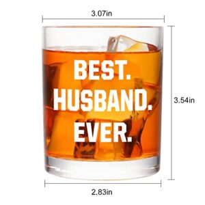 DAZLUTE Best Husband Ever Whiskey Glass, Valentines Day Gifts Wedding Gifts Engagement Gifts Birthday Gifts for Men Husband Hubby Fiance Boyfriend Mr Him Lover, Husband Gifts Idea from Wife, 10 Oz