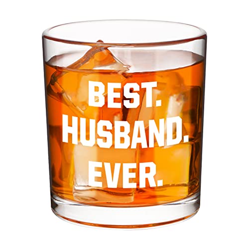 DAZLUTE Best Husband Ever Whiskey Glass, Valentines Day Gifts Wedding Gifts Engagement Gifts Birthday Gifts for Men Husband Hubby Fiance Boyfriend Mr Him Lover, Husband Gifts Idea from Wife, 10 Oz