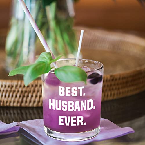 DAZLUTE Best Husband Ever Whiskey Glass, Valentines Day Gifts Wedding Gifts Engagement Gifts Birthday Gifts for Men Husband Hubby Fiance Boyfriend Mr Him Lover, Husband Gifts Idea from Wife, 10 Oz