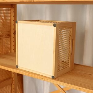 YAHUAN Bamboo Wooden Storage Box Cube Storage Organizer Bins Decorative Wood Square Basket Wood Crates Wicker Storage Cubes Basket Organizer for Home,Office,Closet,Shelf (cube bamboo)