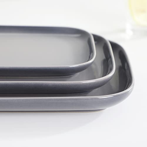 LOVECASA Serving Platters Set of 3, 15"/13"/11" Rectangular Serving Trays for Serving Food, Porcelain Platters for Entertaining, Serving Dishes for Party,Mircowave,Oven, Dishwasher Safe,Gray