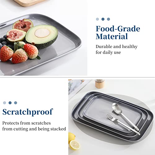 LOVECASA Serving Platters Set of 3, 15"/13"/11" Rectangular Serving Trays for Serving Food, Porcelain Platters for Entertaining, Serving Dishes for Party,Mircowave,Oven, Dishwasher Safe,Gray