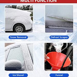 Milukon Magical Car Ice Scraper, 4 Packs Ice Scrapers for Car Windshield Round Cone Ice Scrapers 2 in 1 Multifunctional Snow Brush Magical Ice Scrapers with Funnel Car Snow Removal Shovel Tool