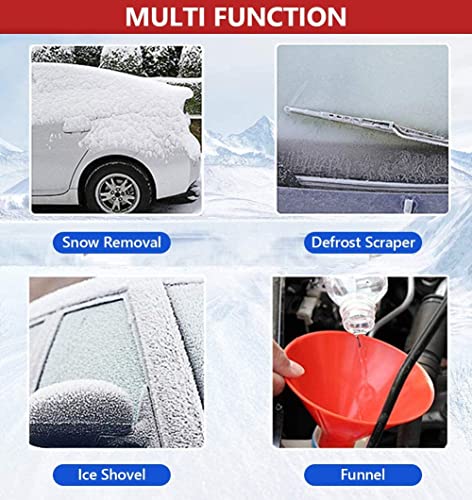 Milukon Magical Car Ice Scraper, 4 Packs Ice Scrapers for Car Windshield Round Cone Ice Scrapers 2 in 1 Multifunctional Snow Brush Magical Ice Scrapers with Funnel Car Snow Removal Shovel Tool