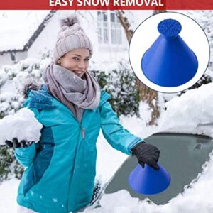 Milukon Magical Car Ice Scraper, 4 Packs Ice Scrapers for Car Windshield Round Cone Ice Scrapers 2 in 1 Multifunctional Snow Brush Magical Ice Scrapers with Funnel Car Snow Removal Shovel Tool