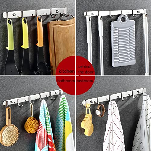 Wall Coat Rack with 6 Hooks, Coat Rack Wall Mounted, Coat Hooks, Coat Hooks Wall Mounted, Waterproof Heavy Duty Coat Wall Hooks, for Hanging Coats Purse Clothes Backpack Entryway,Towel Racks Bathroom