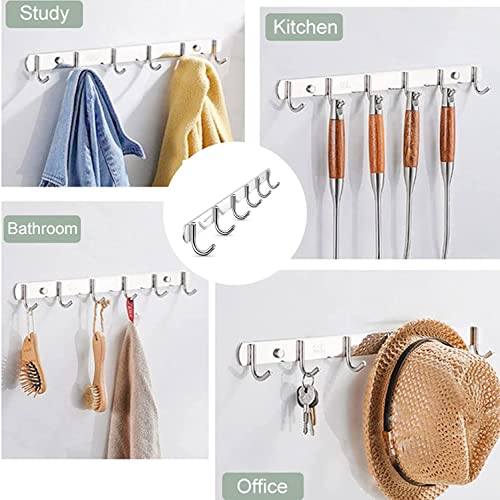 Wall Coat Rack with 6 Hooks, Coat Rack Wall Mounted, Coat Hooks, Coat Hooks Wall Mounted, Waterproof Heavy Duty Coat Wall Hooks, for Hanging Coats Purse Clothes Backpack Entryway,Towel Racks Bathroom