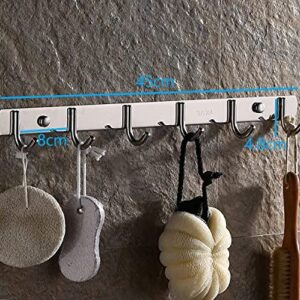 Wall Coat Rack with 6 Hooks, Coat Rack Wall Mounted, Coat Hooks, Coat Hooks Wall Mounted, Waterproof Heavy Duty Coat Wall Hooks, for Hanging Coats Purse Clothes Backpack Entryway,Towel Racks Bathroom