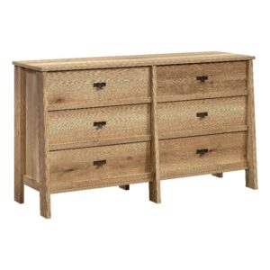 sauder trestle engineered wood 6 drawer dresser in timber oak