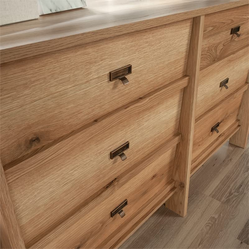 Sauder Trestle Engineered Wood 6 Drawer Dresser in Timber Oak