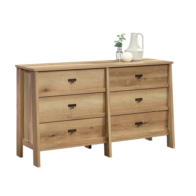 Sauder Trestle Engineered Wood 6 Drawer Dresser in Timber Oak