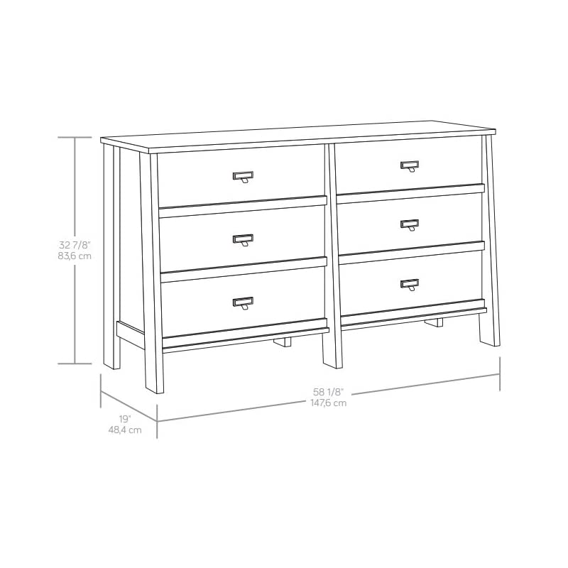 Sauder Trestle Engineered Wood 6 Drawer Dresser in Timber Oak