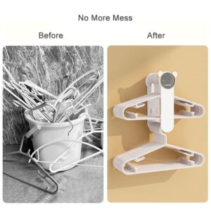 Wall Mounted Hanger Organizer, Expandable Clothes Hanger Storage Rack, No Drilling, Space Saving, Foldable Hanger Holder for Home, Closet, Laundry Room