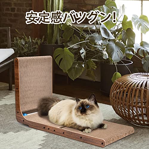 LIFLIX Cardboard Cat Scratcher, 27.2 Inch Wall-Mounted Cat Scratch Pad, L-Shaped Cat Scratcher with Two Toy Balls for Indoor Cats