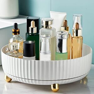 Rotating Spice Organizer Round Serving Tray Holder Kitchen Storage Cosmetic Makeup Organizers Home Decorative Centerpiece for Pantry, Countertop, Fridge, Vanity, Bathroom