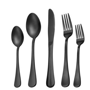 matte black silverware set serve for 8, 40 pieces heavy stainless steel flatware set utensils cutlery tableware set including steak knife fork and spoon, gift package for wedding housewarming