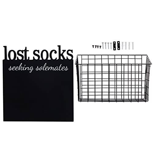 Creekview Home Emporium Lost Socks Seeking Soulmates Basket Sign - Missing Sock Bin Lost Socks Basket for Laundry Room