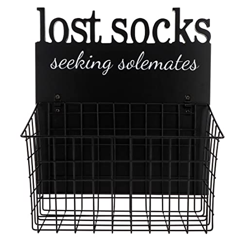 Creekview Home Emporium Lost Socks Seeking Soulmates Basket Sign - Missing Sock Bin Lost Socks Basket for Laundry Room