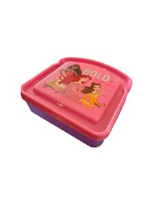 princess ariel belle and moana sandwich box compact food storage container | great for kid snacks | bpa free, reusable