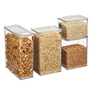 nate home by nate berkus airtight food canister containers | with locking lids for storing dry goods on any kitchen counter, cabinet, or pantry storage from mdesign - set of 4, clear