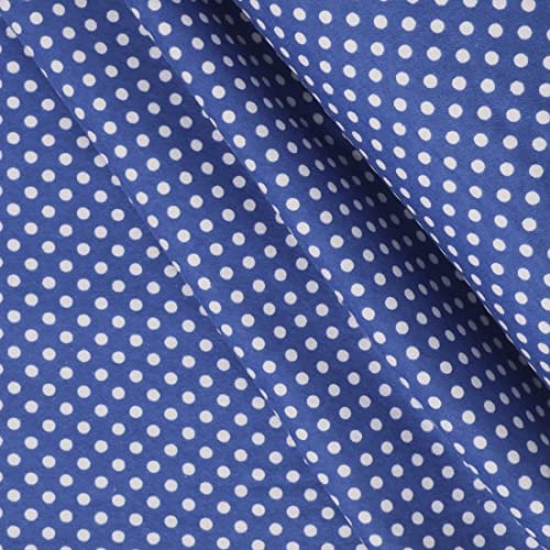 Mook Fabrics Flannel Polka Dot, Blue/White, 15 Yard Bolt