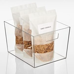 Nate Home mDesign by Nate Berkus Wide Plastic Bin with Handles | Perfect Organizer for Kitchen Storage or Fridge, and Pantry Organization from mDesign - Set of 4, Clear