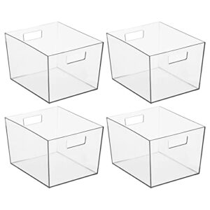 Nate Home mDesign by Nate Berkus Wide Plastic Bin with Handles | Perfect Organizer for Kitchen Storage or Fridge, and Pantry Organization from mDesign - Set of 4, Clear