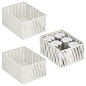 nate home by nate berkus perforated metal bin | essential for kitchen cabinet or pantry organization and storage from mdesign - set of 3, white