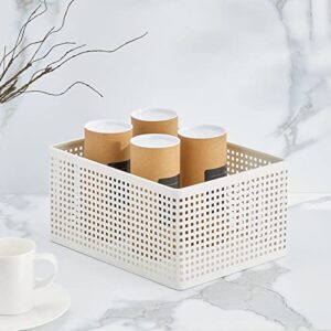 Nate Home by Nate Berkus Perforated Metal Bin | Essential for Kitchen Cabinet or Pantry Organization and Storage from mDesign - Set of 3, White