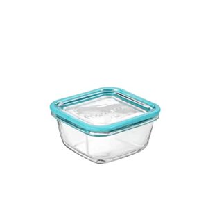 bormioli rocco frigoverre future 14.25 oz. square food storage container, made from durable glass, dishwasher safe, made in italy.