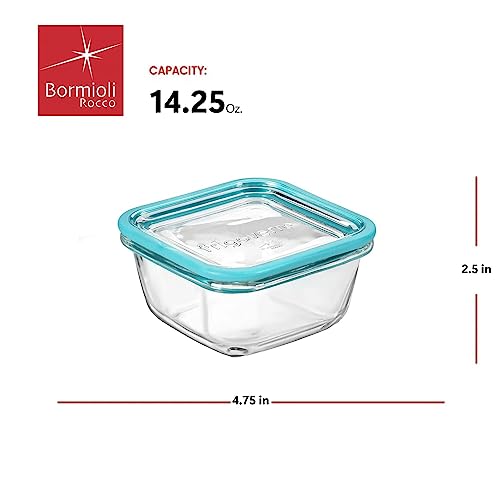 Bormioli Rocco Frigoverre Future 14.25 oz. Square Food Storage Container, Made From Durable Glass, Dishwasher Safe, Made In Italy.