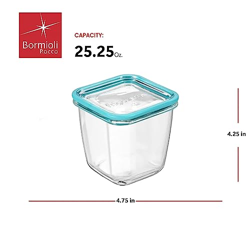 Bormioli Rocco Frigoverre Future 25.25 oz. Square Food Storage Container, Made From Durable Glass, Dishwasher Safe, Made In Italy.