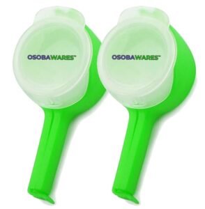 the original osobawares™ bag sealing clip with pour spout - 2 pack (green)