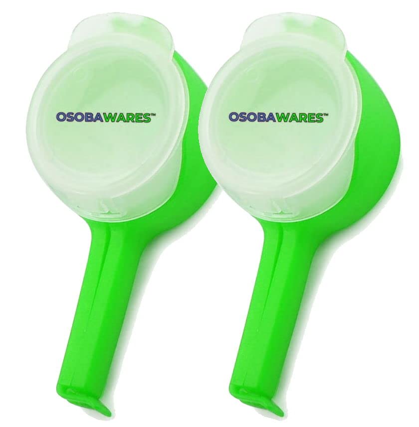 The Original Osobawares™ Bag Sealing Clip with Pour Spout - 2 pack (Green)