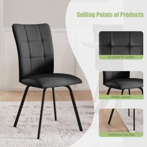 HIPIHOM Dining Chairs Set of 4,Modern Kitchen Dining Room Chairs,Upholstered Dining Accent Side Chairs in Faux Leather Cushion Seat and Sturdy Metal Legs, Black-4p