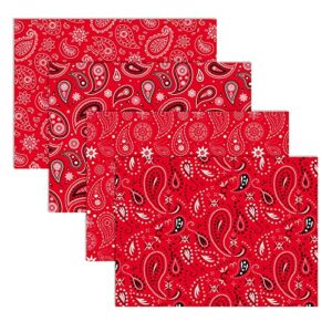 red bandana wrapping paper set - 8 sheets western party gift wrapping paper 2 design cowboy party wrapping paper for western cowboy themed party, paisley cowgirl farm party decoration 20'' x 27''