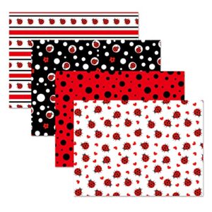 lide road ladybug wrapping paper set - 8 sheets ladybug fancy birthday party gift wrapping paper 4 insect design ladybug party wrapping paper for ladybug fancy birthday party decoration 20'' x 27''