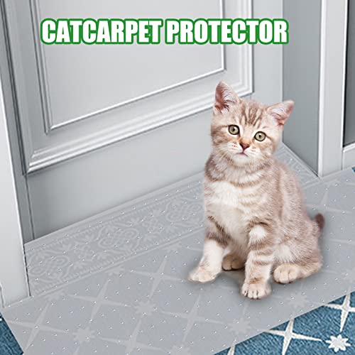 8.2Ft Cat Carpet Protector,DIY Non Slip Carpet Protector for Pets,Heavy Duty Plastic Carpet Protector for Pets,Easy to Cut, Carpet Protector Stop Cats from Scratching Carpet at Doorway