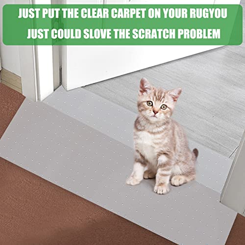 8.2Ft Cat Carpet Protector,DIY Non Slip Carpet Protector for Pets,Heavy Duty Plastic Carpet Protector for Pets,Easy to Cut, Carpet Protector Stop Cats from Scratching Carpet at Doorway